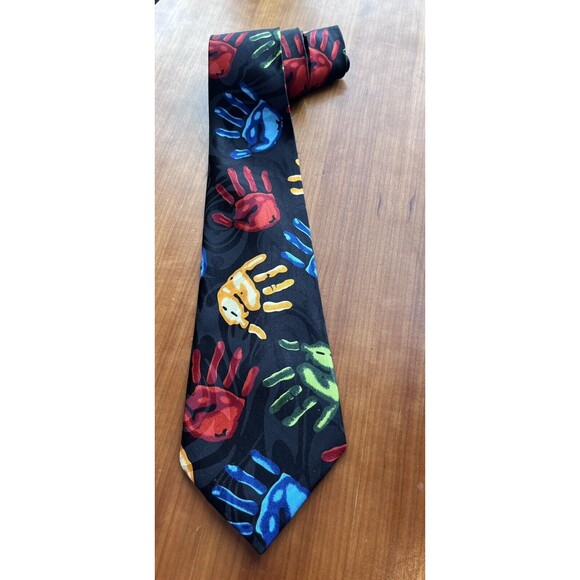 Steven Harris Necktie Hand Prints For Art Teachers and Dads Multicolor 58 x 4 - Picture 3 of 5